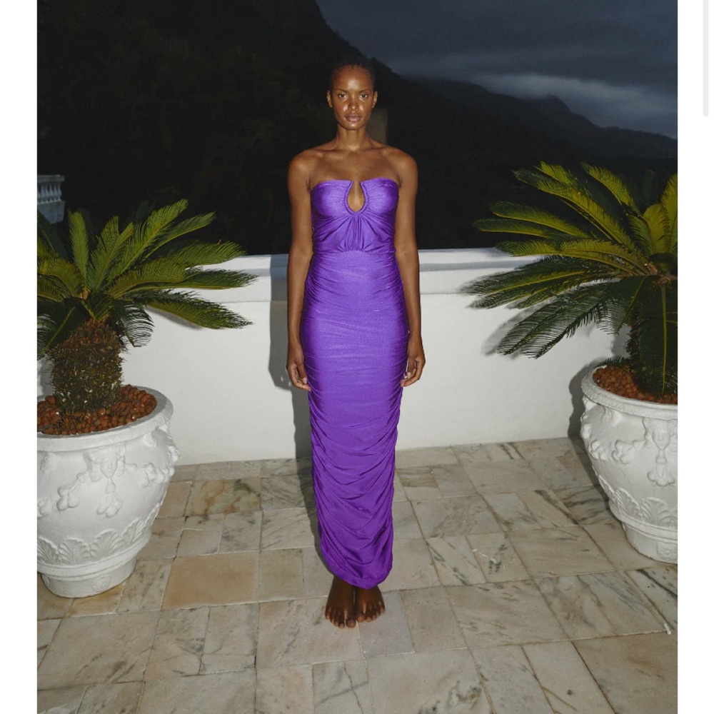 Elegant Purple Strapless Dress